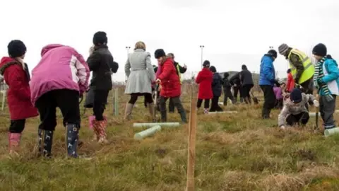 Samantha Gallagher/Woodland Trust School children planting trees