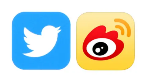 Twitter/Weibo Twitter and Weibo logos