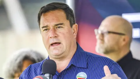 Getty Images John Steenhuisen (Party leader of the Democratic Alliance) at a press conference