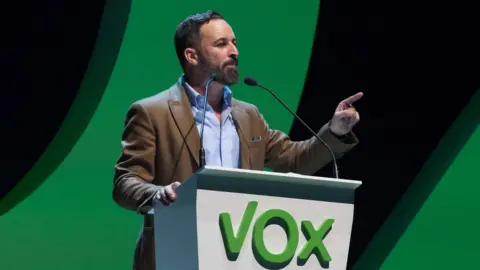 SOPA Images/Getty Santiago Abascal speaking in Valencia