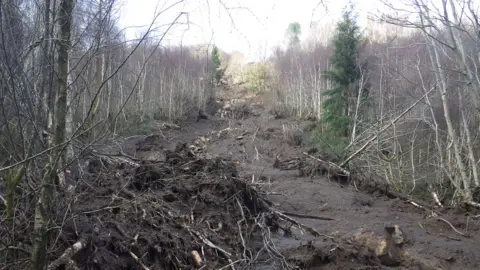 Conwy County Borough Council Damage caused by the landslide in Crafnant