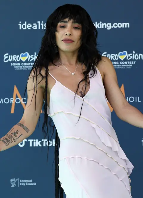 EPA Loreen on the Eurovision turquoise carpet in Liverpool