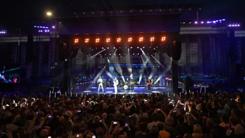 Getty Images Frankie Goes To Hollywood on stage at the National Lottery's Big Eurovision Welcome concert in Liverpool on 7 May 2023