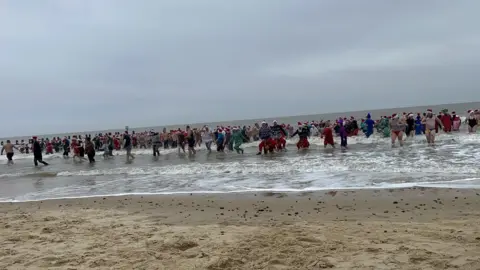 Matt Stebbings Swimmers in the North Sea at Lowestoft