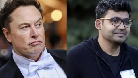 Getty Images Elon Musk and Parag Agrawal