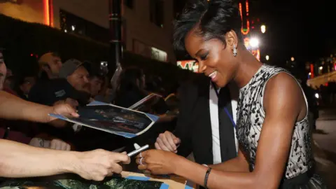 Getty Images Letitia Wright at the Los Angeles premiere of Black Panther in January 2018