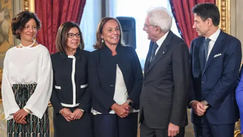 EPA Italian Technological Innovation Minister Paola Pisano, Transport Minister Paola De Micheli, Interior Minister Luciana Lamorgese