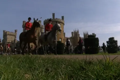 BBC Inside Out footage of Belvoir Hunt members at Belvoir Castle