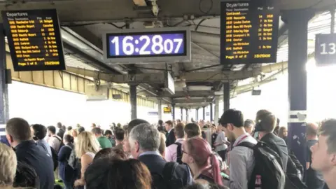 Susan Ramsdale A crowded platform at Manchester Piccadilly