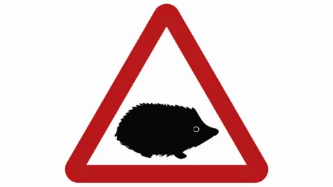 Department for Transport New road sign featuring hedgehog