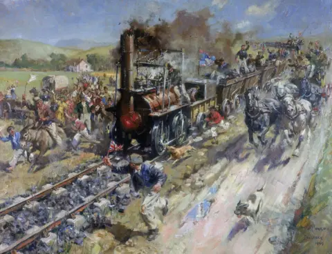 Getty Images Painting in 1949 by Terence Tenison Cuneo of the railway's inaugural journey