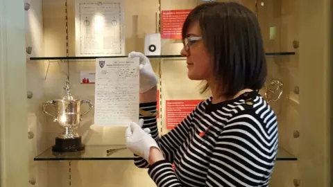 Leeds City Counil Ruth Martin, Leeds City Museum's curator of exhibitions, with the letter