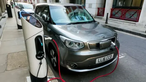 Getty Images An electric car at a charging point in London