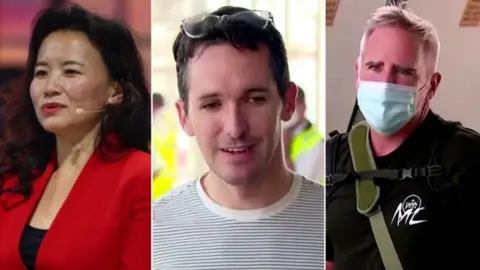 Getty Images/Reuters Australian journalist Cheng Lei (left) has been detained in China while Bill Birtles (centre) and Mike Smith were rushed home