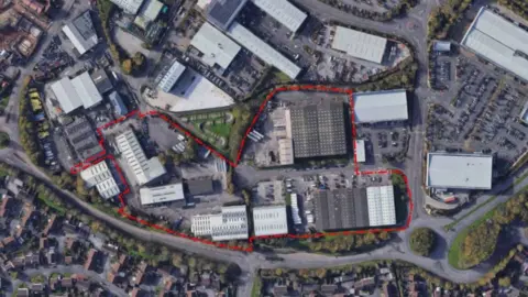 CRM Architects Aerial map view with red outline showing the proposed development site plan