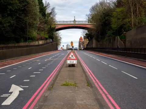 Peter Dench View north towards Hornsey Lane Bridge. Archway, London.