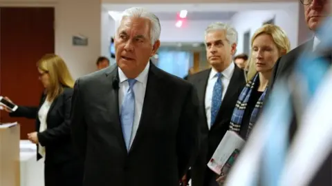 Reuters US Secretary of State Rex Tillerson arrives at the Atlantic Council in Washington.