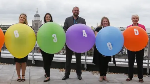 Portsmouth City Council Lauren Clarke and Victoria Greenshields of Portsmouth Hospitals Charity joined councillors Luke Stubbs, Donna Jones and Linda Symes at the launch of the lottery