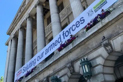 Nottingham City Council Armed Forces Day banner in Nottingham