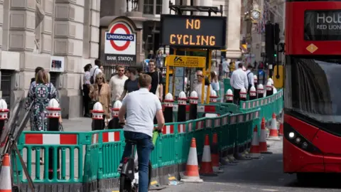 Getty Images Road works outside Bank Station