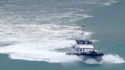 PA Media Border Force vessel in the Channel on Friday