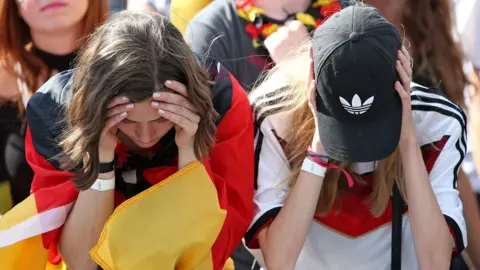 AllSport/Getty Images Fans of Germany are disappointed after watching the 2018 FIFA World Cup
