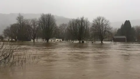 Michael Roberts Swollen river in Llanrwst in 2019