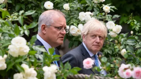 Getty Images Australian Prime Minister Scott Morrison and Boris Johnson