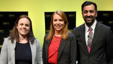 PA Media Kate Forbes, Ash Regan and Humza Yousaf at SNP leadership hustings in Cumbernauld