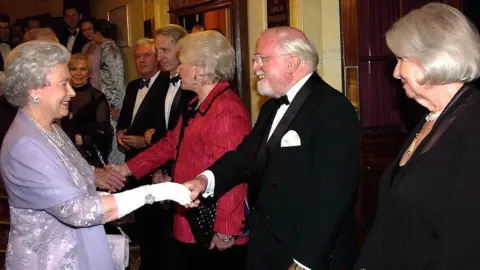 Getty Images The Queen with former Mousetrap stars Richard Attenborough and Sheila Sim