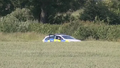 A police car in a field