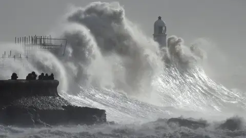 Reuters waves crashing on Porthcawl harbour