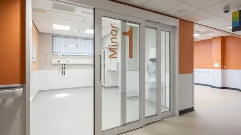 Huddersfield Royal Infirmary A minor injury unit with orange walls
