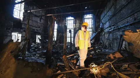 Getty Images The Mackintosh Library after the fire in November 2014