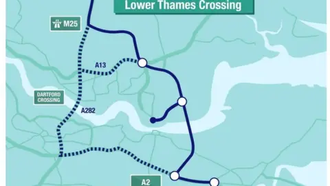 Highways England A map of the route