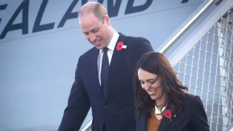 Getty Images Prince William and Jacinda Ardern in Christchurch in 2019