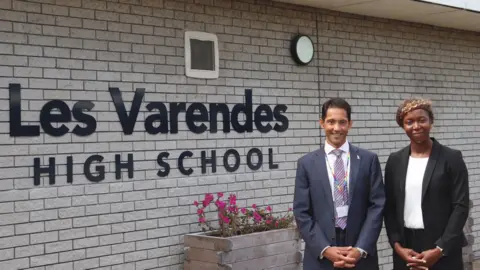 States of Guernsey Kieran James and Verona Tomlin at the newly-named school