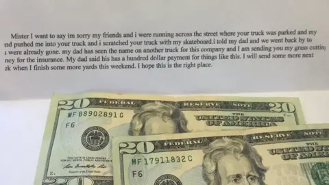 John Zelnio A photograph of forty dollars and the letter, which is written out in the article.