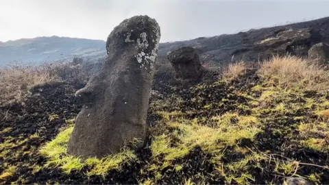 Rapa Nui municipality Statues damaged by fire