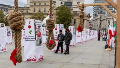 NurPhoto An exhibition called "Stop Execution in Iran", in London's Trafalgar Square, on 10 October 2020