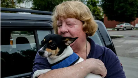 BBC patient and dog in WVHR parking lot