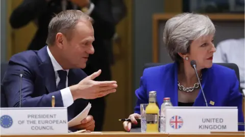 EPA Theresa May and European Council President Donald Tusk