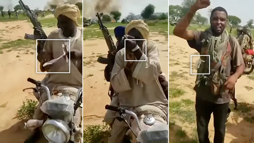 UGC In videos posted on social media, the militia are seen wearing white ribbons as an identification.