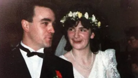 Monaghan family Avril Monaghan with her husband on her wedding day