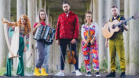 Calan Group shot of Welsh folk band Calan
