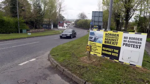 Getty Images Brexit posters at the border crossing at Muff in Co Donegal near Lough Foyle, on the border with Northern Ireland and Donegal in the Republic of Ireland. April 26, 2017