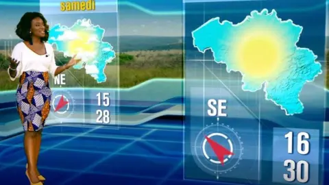 RTBF File pic of Cécile Djunga broadcasting on RTBF