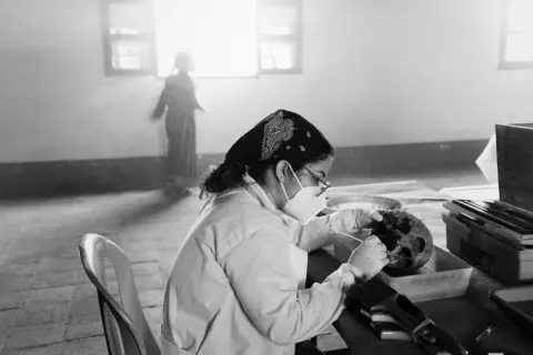 James Rodriguez Forensic anthropologist Gabriela Meléndez carries out forensic analysis in Chajul, Quiche, Guatemala. February 11, 2021