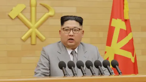 Reuters Kim Jong-un giving his new year address