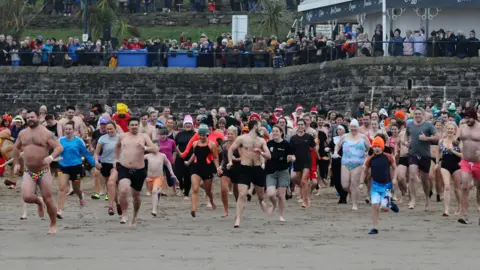 Wales News Service Barry New Year's Day swim